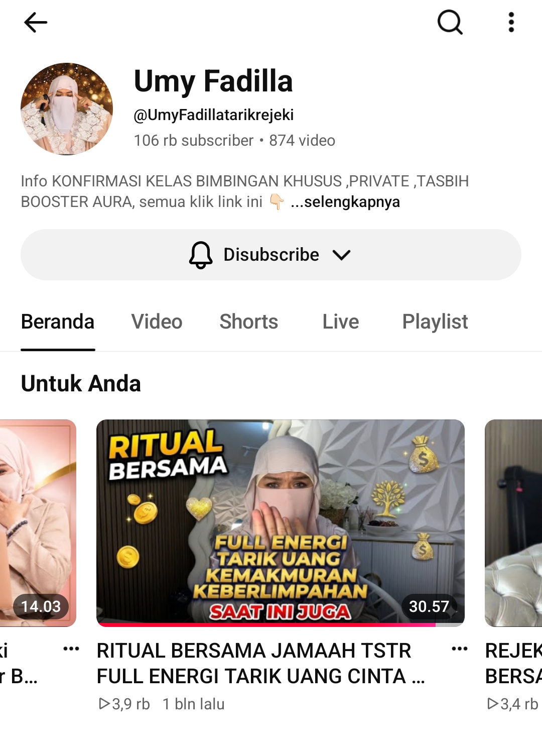 Youtube @umyfadillaa